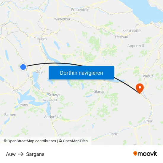 Auw to Sargans map