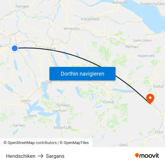 Hendschiken to Sargans map