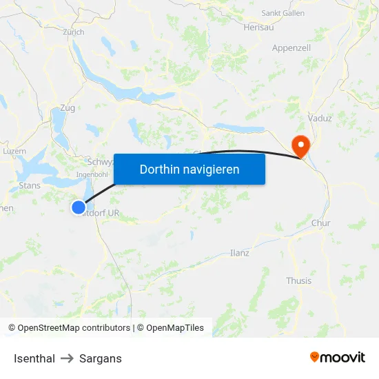 Isenthal to Sargans map