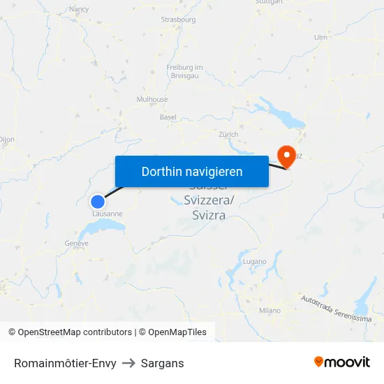 Romainmôtier-Envy to Sargans map