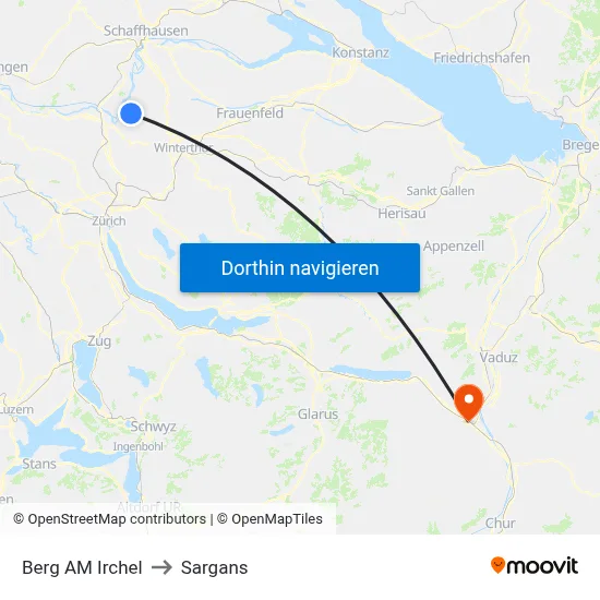 Berg AM Irchel to Sargans map