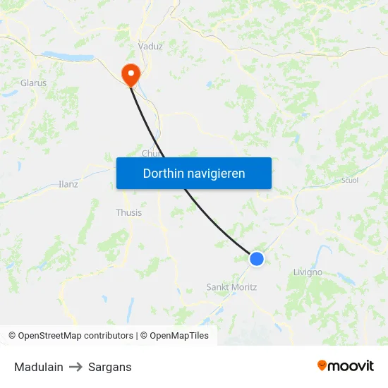 Madulain to Sargans map