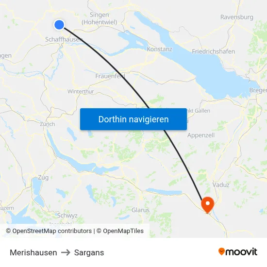 Merishausen to Sargans map
