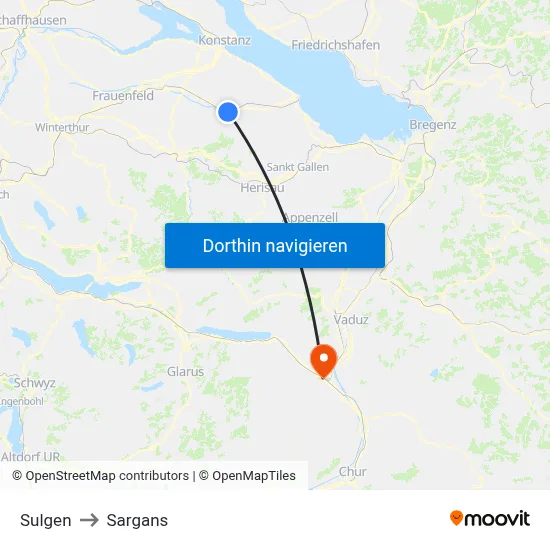 Sulgen to Sargans map