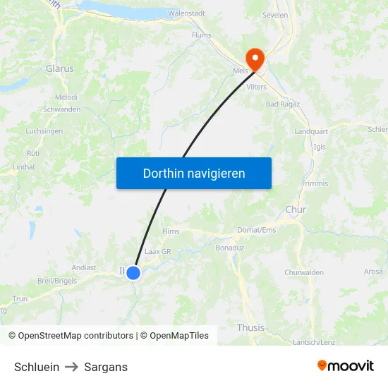 Schluein to Sargans map