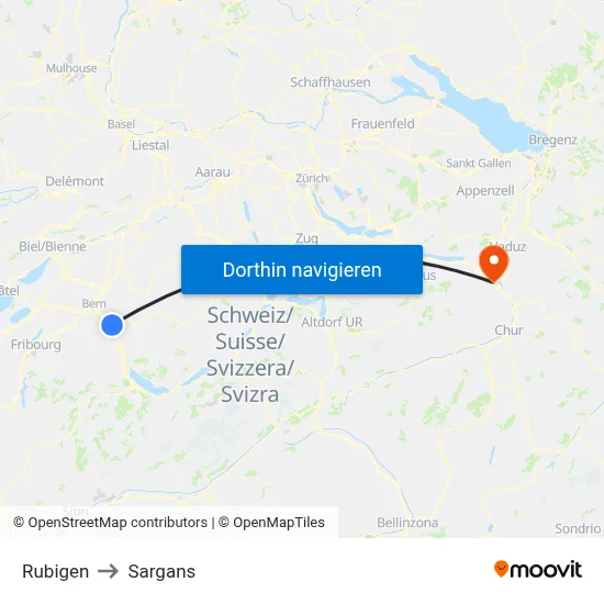 Rubigen to Sargans map