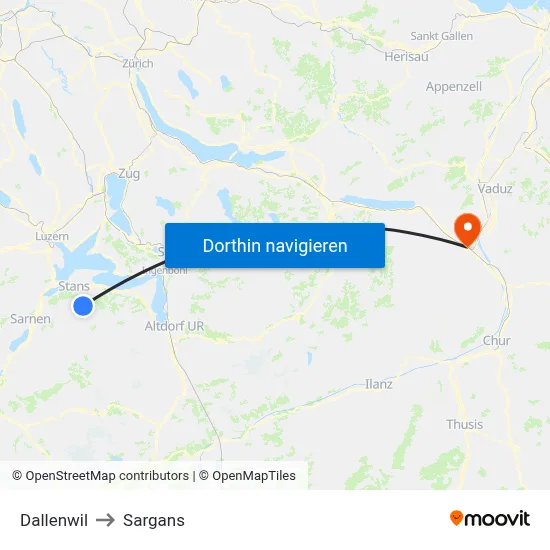 Dallenwil to Sargans map
