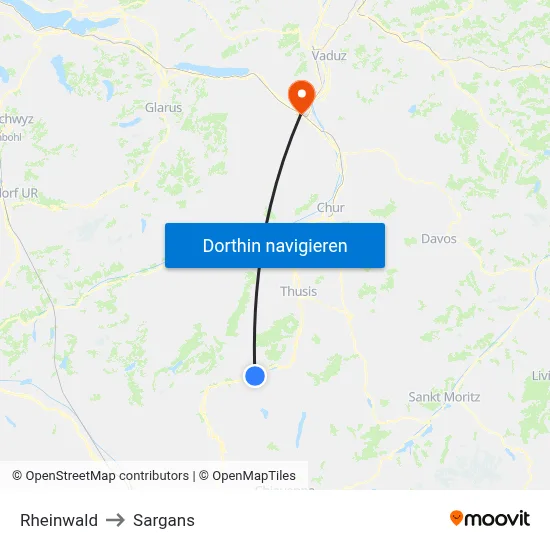 Rheinwald to Sargans map