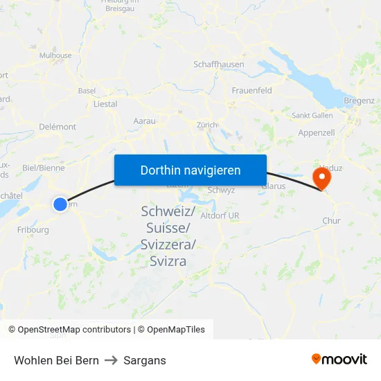 Wohlen Bei Bern to Sargans map