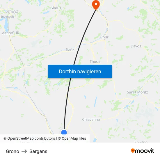 Grono to Sargans map