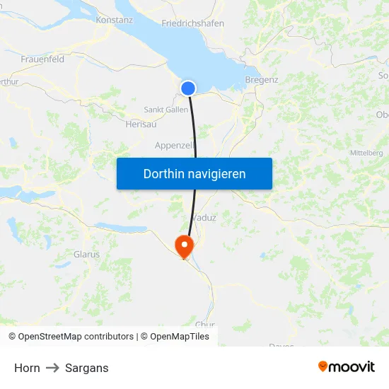 Horn to Sargans map