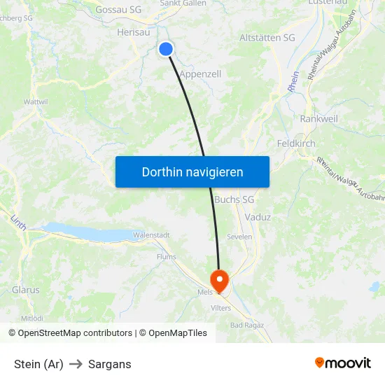 Stein (Ar) to Sargans map