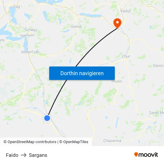 Faido to Sargans map