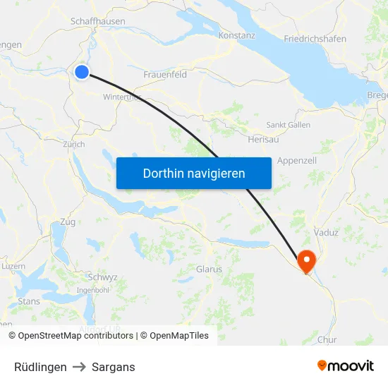 Rüdlingen to Sargans map
