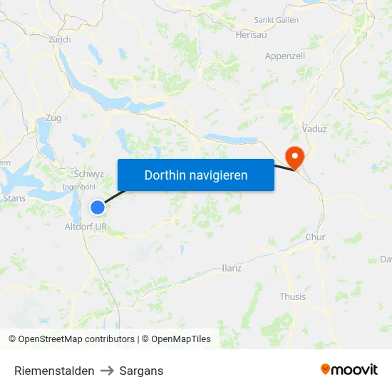Riemenstalden to Sargans map