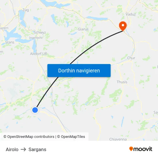 Airolo to Sargans map