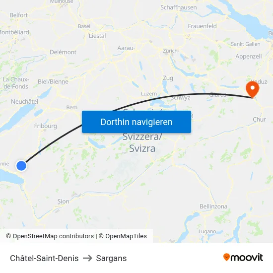 Châtel-Saint-Denis to Sargans map