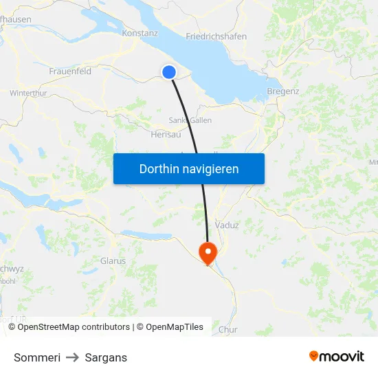 Sommeri to Sargans map