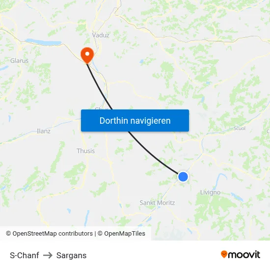 S-Chanf to Sargans map