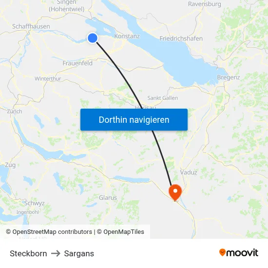 Steckborn to Sargans map