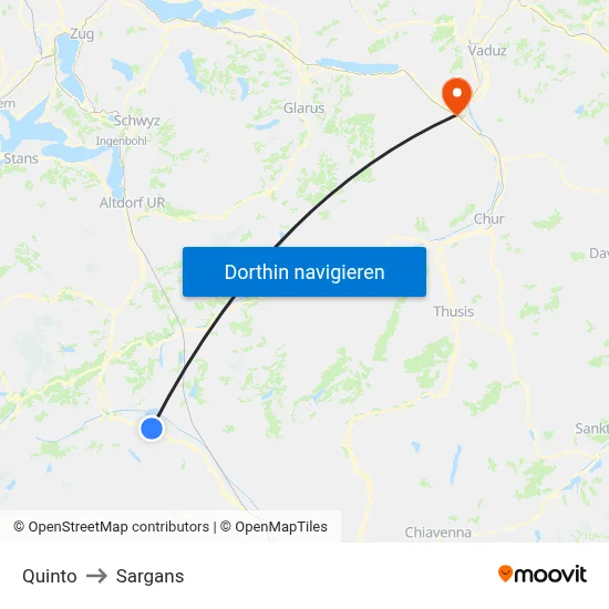 Quinto to Sargans map