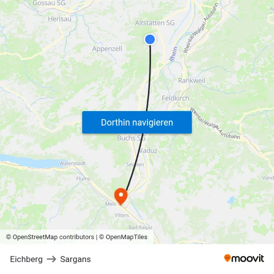 Eichberg to Sargans map