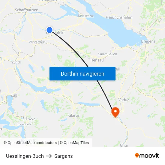 Uesslingen-Buch to Sargans map