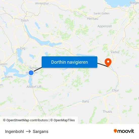 Ingenbohl to Sargans map