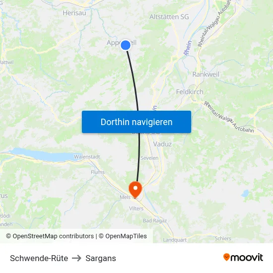 Schwende-Rüte to Sargans map