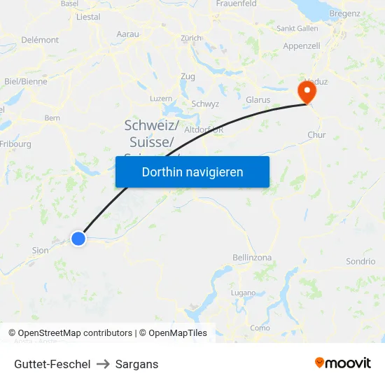 Guttet-Feschel to Sargans map