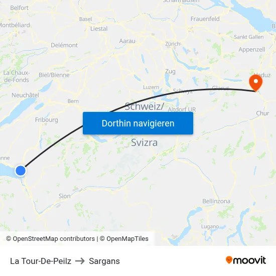 La Tour-De-Peilz to Sargans map