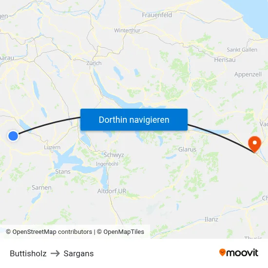 Buttisholz to Sargans map