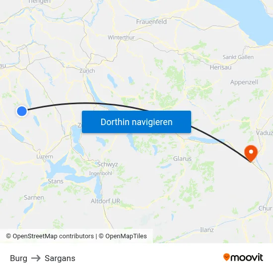 Burg to Sargans map