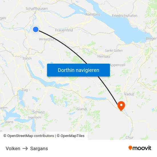 Volken to Sargans map