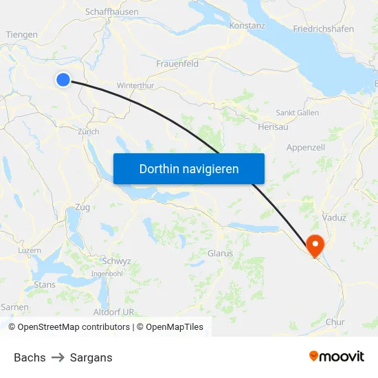 Bachs to Sargans map
