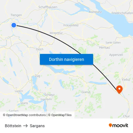 Böttstein to Sargans map