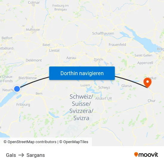 Gals to Sargans map
