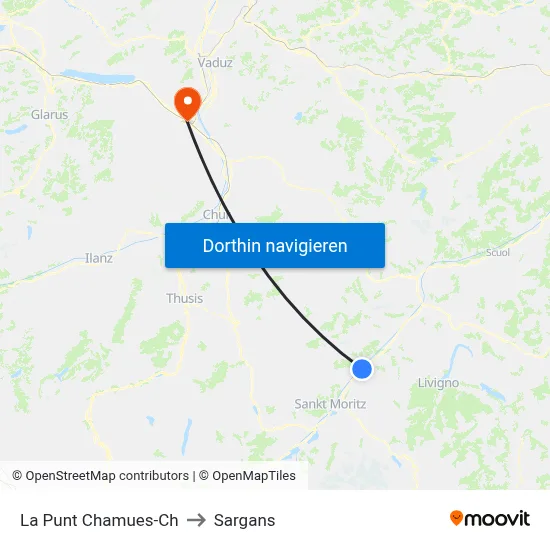 La Punt Chamues-Ch to Sargans map