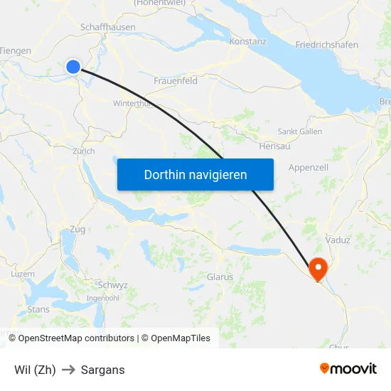 Wil (Zh) to Sargans map