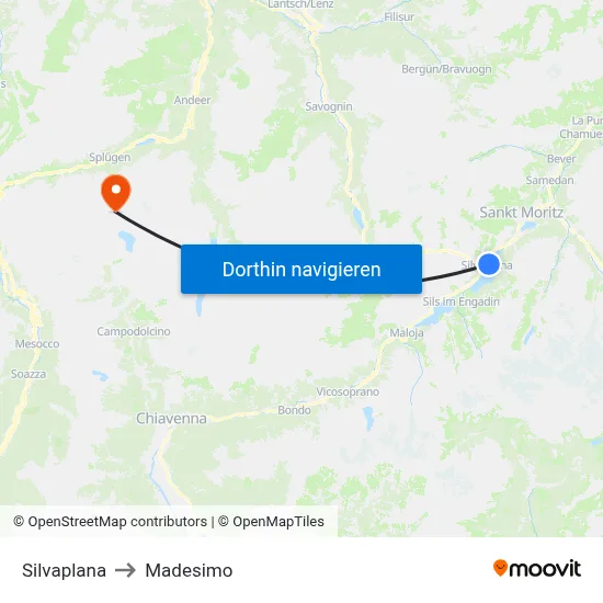 Silvaplana to Madesimo map