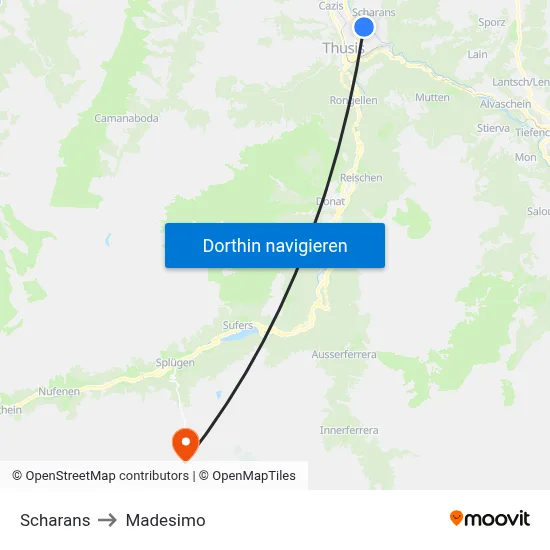 Scharans to Madesimo map