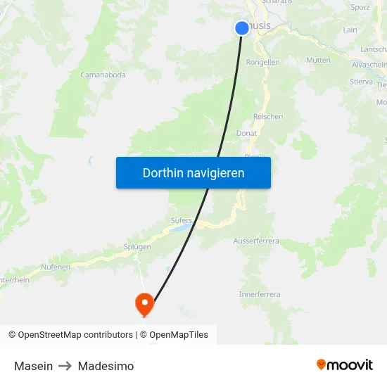Masein to Madesimo map