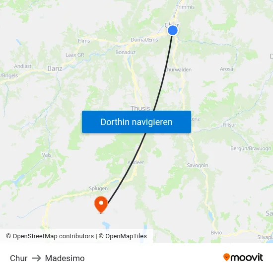 Chur to Madesimo map