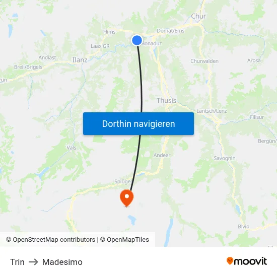 Trin to Madesimo map
