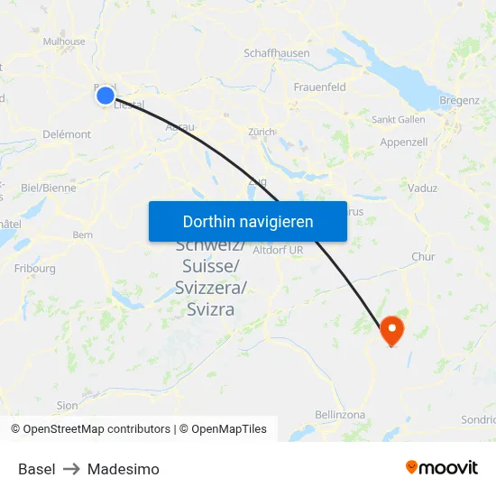 Basel to Madesimo map