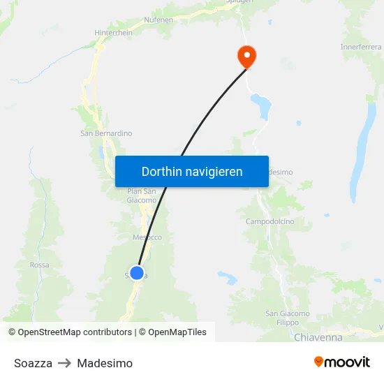 Soazza to Madesimo map