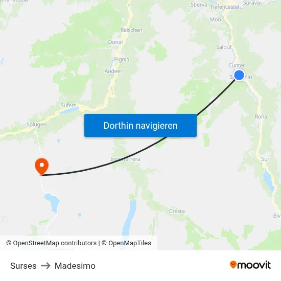 Surses to Madesimo map
