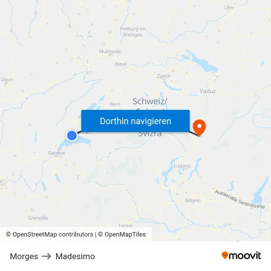 Morges to Madesimo map