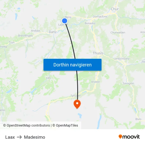 Laax to Madesimo map