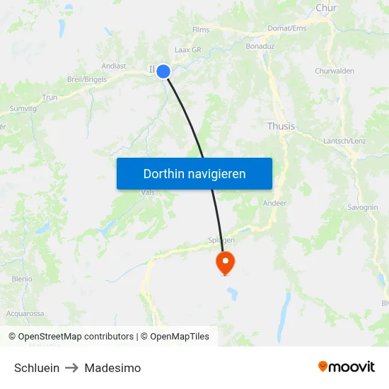Schluein to Madesimo map